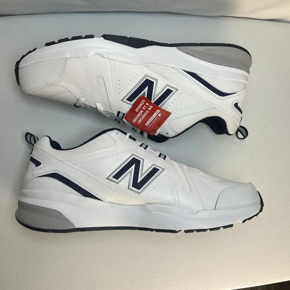 New Balance 608v5 Men's Cross Trainer White Navy MX608WN5 Size 16 D NIB‎